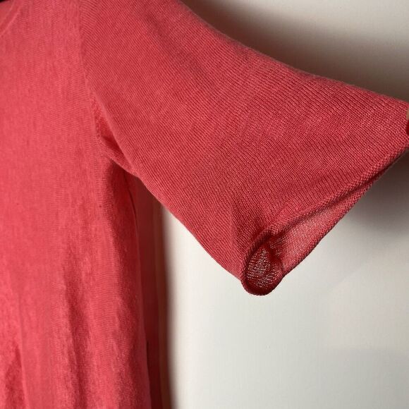 EILEEN FISHER Sweater Large Linen Fine Gauge 3/4 Sleeve Pullover Punch P… - Picture 5 of 7